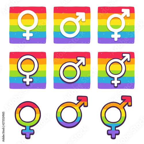 Hand drawn LGBT gender symbols