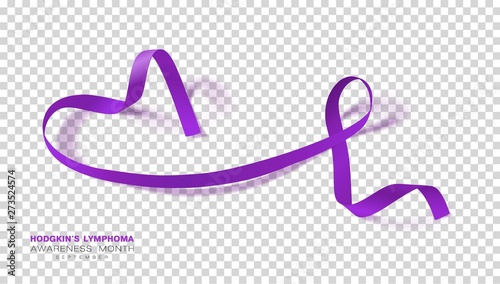 Hodgkins Lymphoma Awareness Month. Violet Color Ribbon Isolated On Transparent Background. Vector Design Template For Poster.