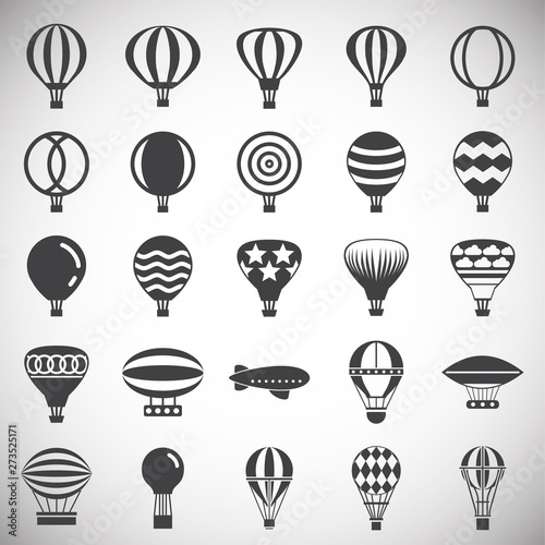 Hot Air balloon icons set on background for graphic and web design. Simple illustration. Internet concept symbol for website button or mobile app.