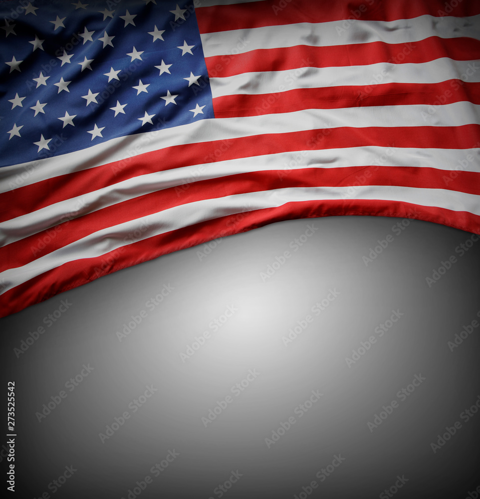 Fototapeta premium USA flag on grey