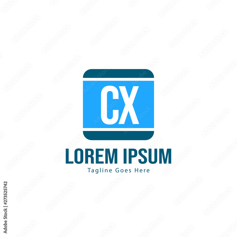 Fototapeta premium Initial CX logo template with modern frame. Minimalist CX letter logo vector illustration