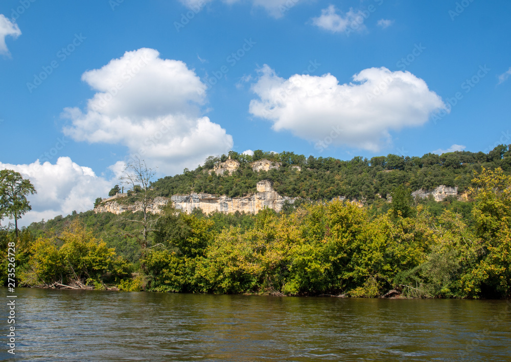 Landscape of the Dordogne river valley between La Roque-Gageac and Castelnaud, Aquitaine, France