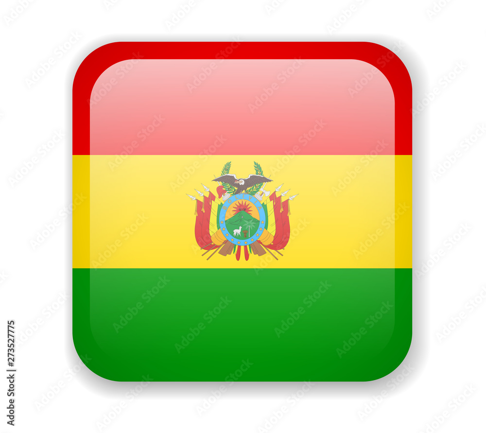 Obraz premium Bolivia flag bright square icon on a white background