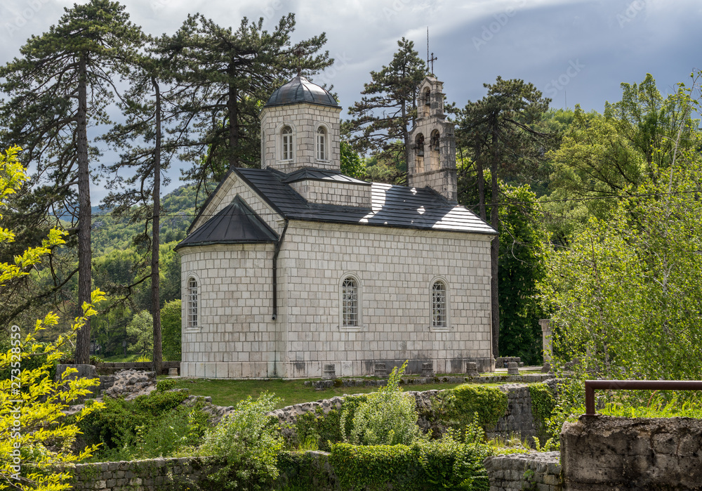 Stone block church near home of King Nikola in Cetinje near Kotor