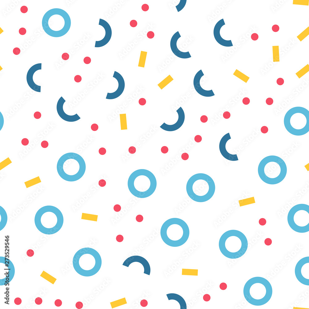 Abstract seamless pattern in geometric style. Texture made of circles dots and rectangles. Vintage style. Abstract seamless pattern in geometric style. Texture made of circles dots and rectangles. Vintage style.