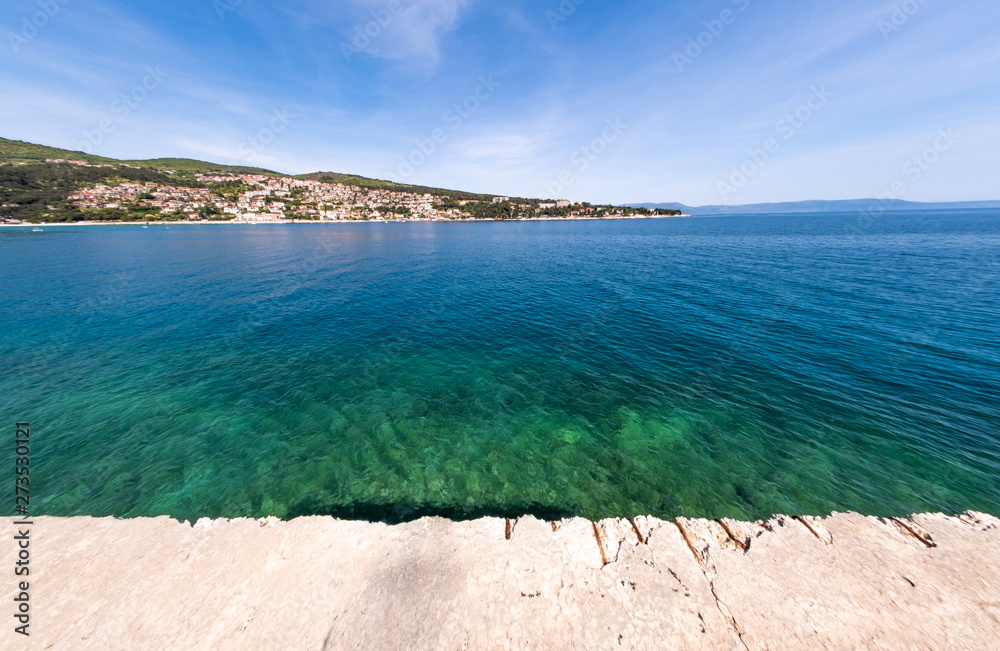 View from lost place port to Rabac in Istria, Croatia