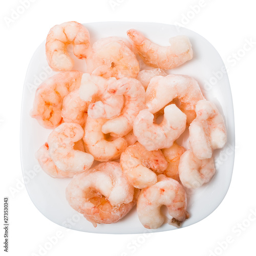 Plate of frozen shrimp