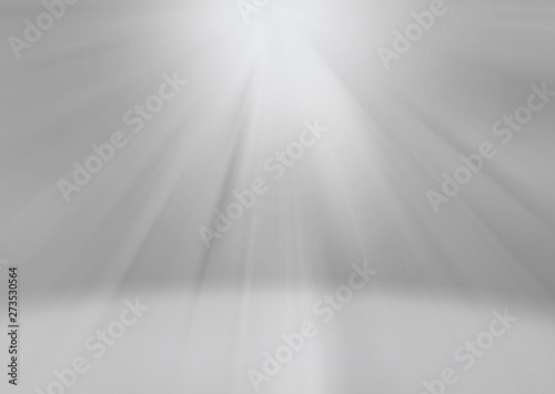 Glowing grey white rays with light reflection background room studio design template with copy space for your text. Sparkling glowing monochrome sunlight background backdrop.