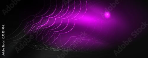 Shiny neon techno template. Neon lines background, 80s style laser rays