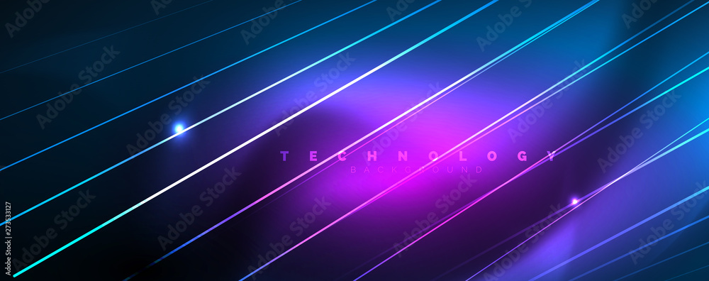Neon blue glowing lines, magic energy space light concept, abstract background wallpaper design Neon blue glowing lines, magic energy space light concept, abstract background wallpaper design