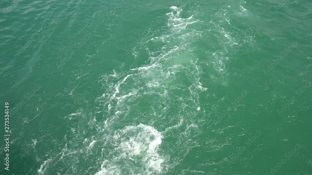 Water flow from the moving cruise Water flow from the moving cruise