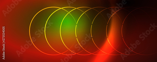 Shiny neon lines template - northern lights glowing blur lines. Futuristic style glow neon 80s disco club or night party techno template