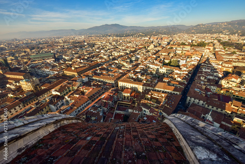 Florence or Firenze cityscape. Aerial view of city. Panorama of Florence. Tuscany  Italy. 