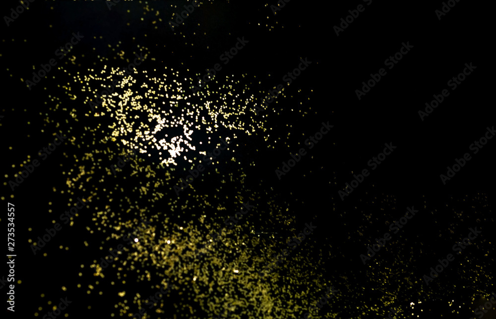 Black background with golden sparkles. Blurred  effect. Concept for festive background or for project.