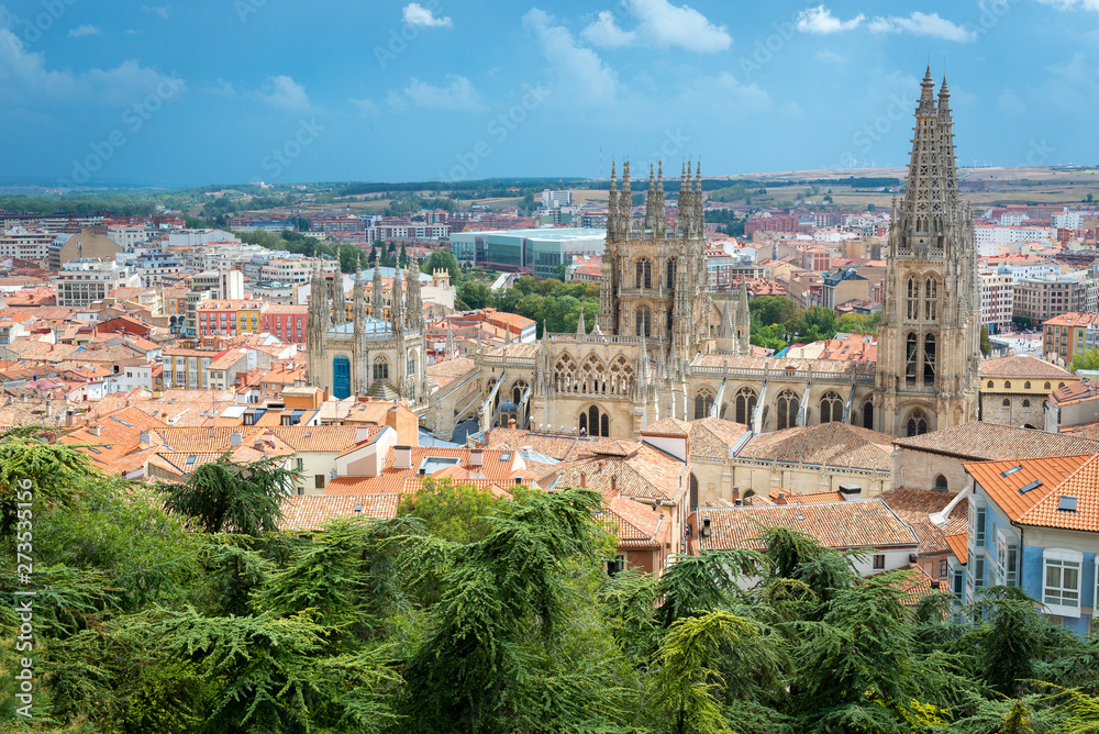 View on Burgos Cathedral from Castle hill, Spain