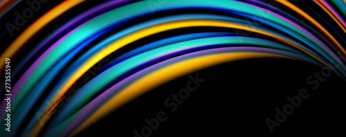 Fluid color rainbow style wave abstract background  techno modern design on black