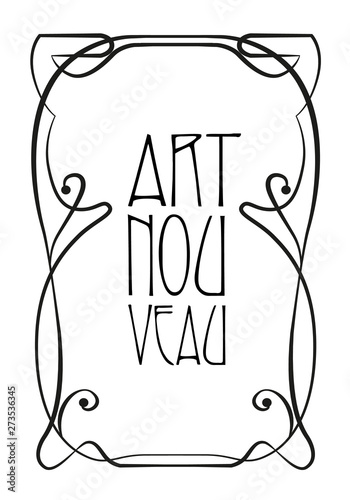 Decorative frame with ornamental border of modernist style isolated on white background