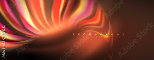 Fluid color rainbow style wave abstract background, techno modern design on black