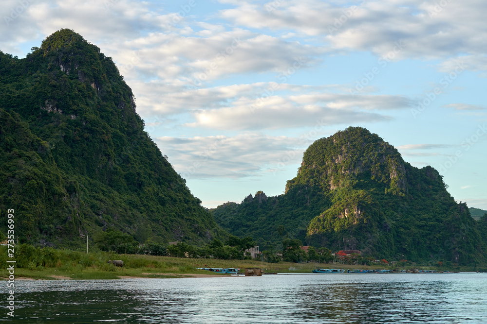 Fishing village in the Phong Nha-Ke Bang National Park in Vietnam.