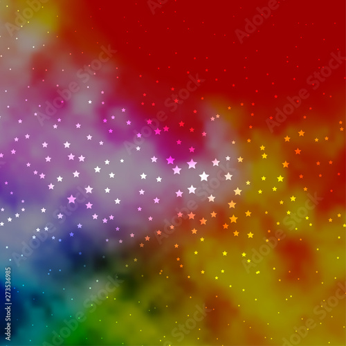 Dark Multicolor vector background with colorful stars.