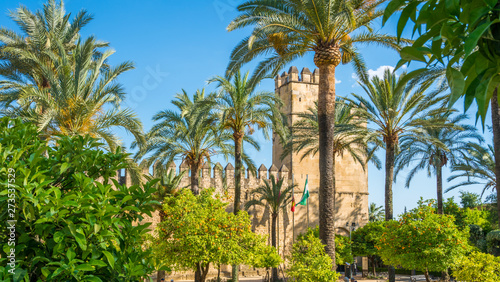 The beautiful Alcazar de los Reyes Cristianos  Alcazar of the Christian Monarchs  in Cordoba  Andalusia  Spain.