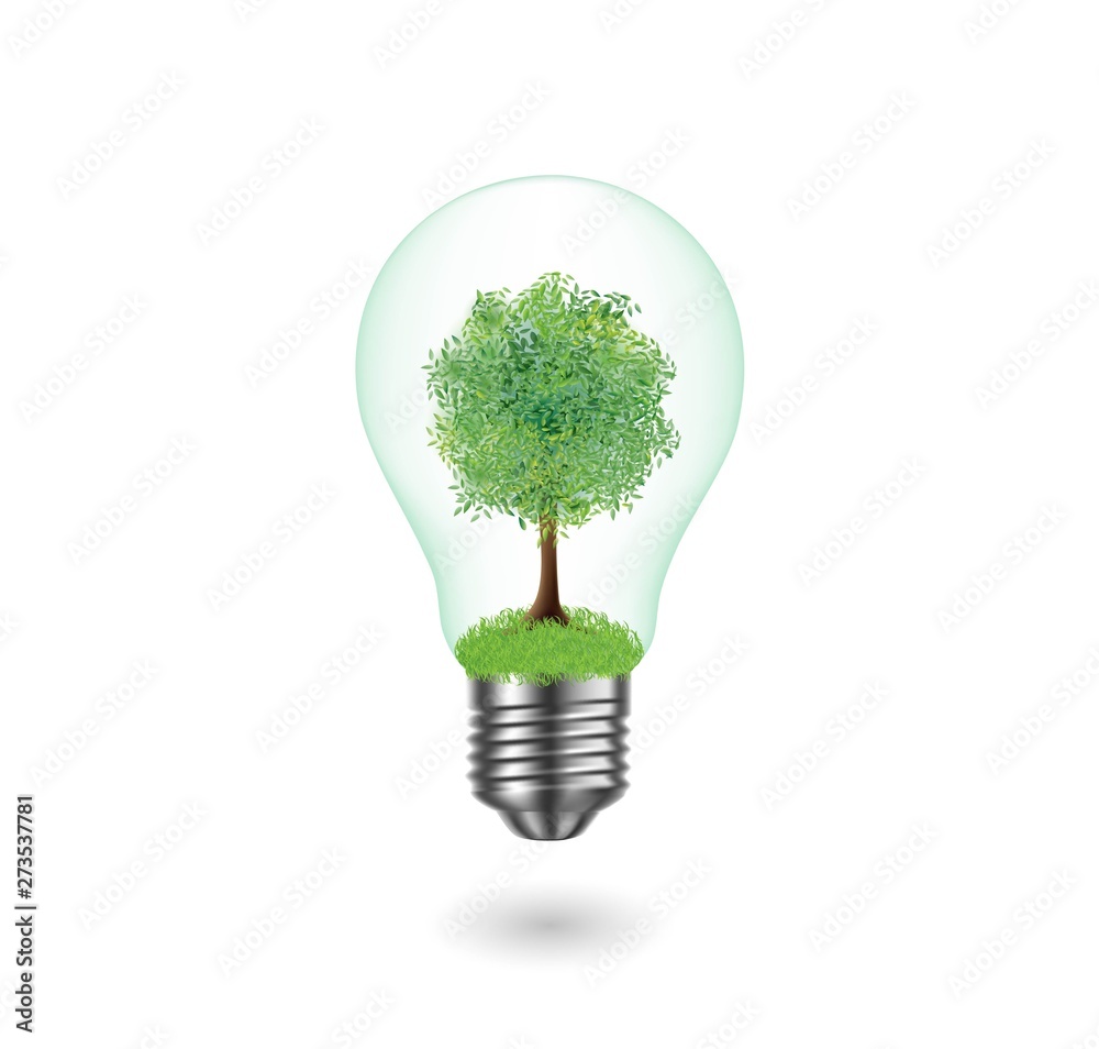 Ecological bulb. Vector tree in bulb on white background Ecological bulb. Vector tree in bulb on white background
