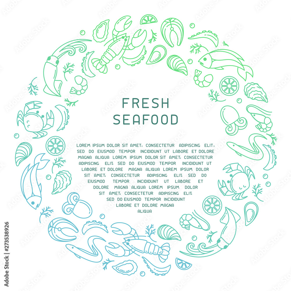 Round form decor with seafood elements