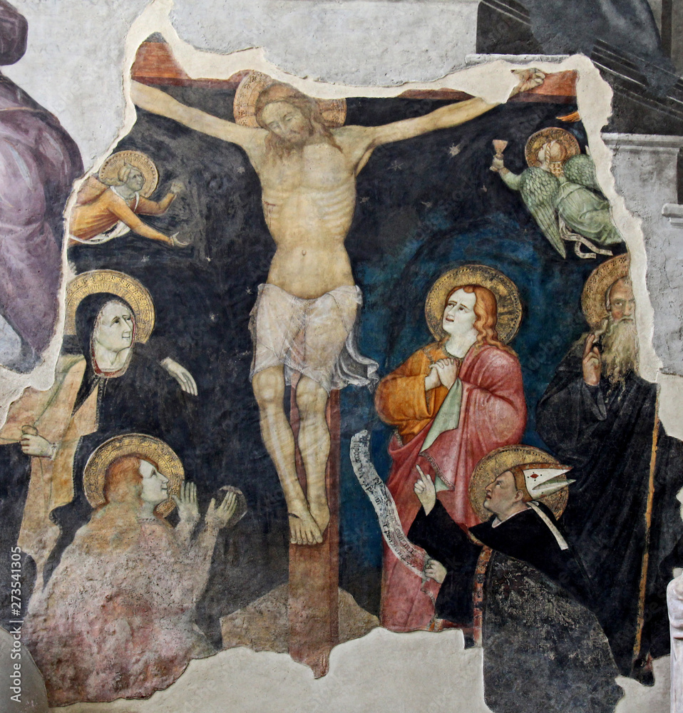 Crocefissione con Maria, la Maddalena, San Giovanni, San Girolamo e un Santo Abate; Affresco nella chiesa di San Marco a Milano