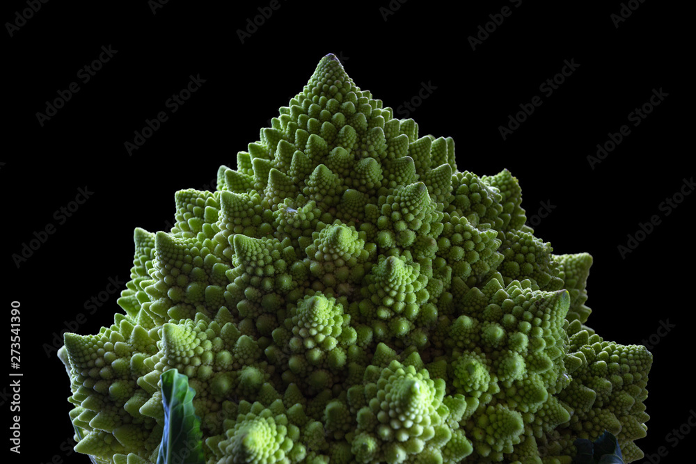 broccoli romanesco , on a black background in the studio. broccoli romanesco , on a black background in the studio.