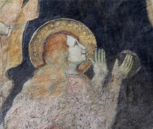 la Maddalena; particolare dell'affresco della Crocefissione nella chiesa di San Marco a Milano photo