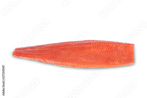 red fish fillet on white background