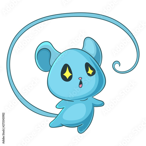 Cute mouse character.  Surprised mouse. Kawaii  rat in vector.