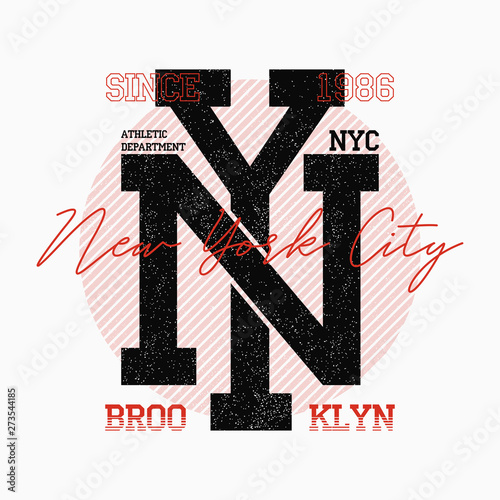 NY city typography for slogan t-shirt. New York t shirt design, Brooklyn athletic print. Vector illustration.