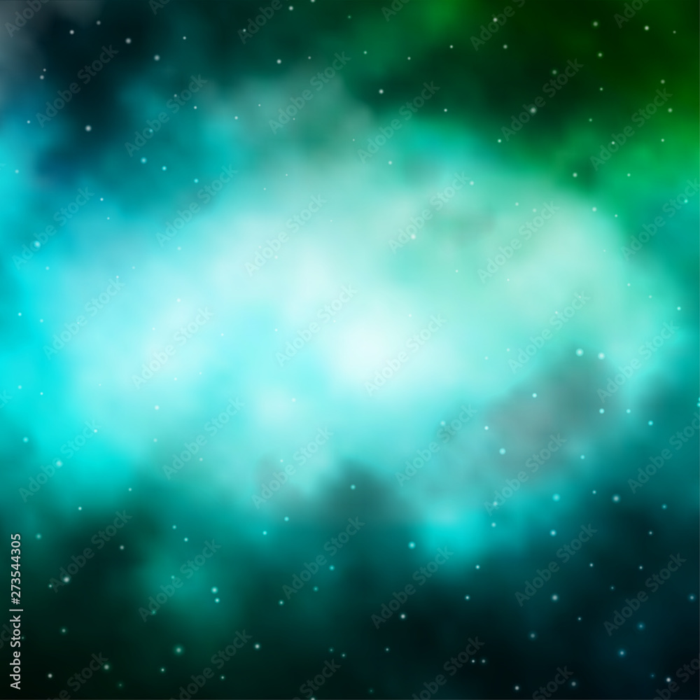 Light Blue, Green vector template with neon stars.