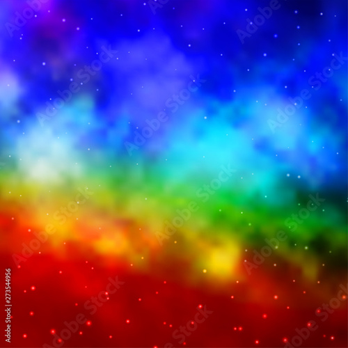 Light Multicolor vector background with small and big stars.