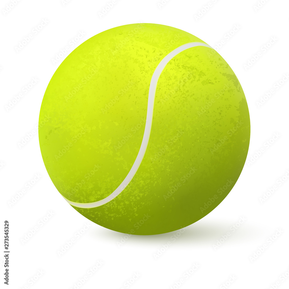 3d realistic tennis ball closeup isolated on white background. Green realistic tennis ball clipart design close up.