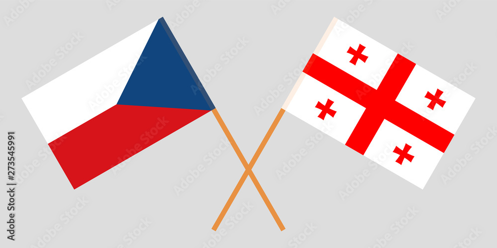 Georgia and Czech Republic. Crossed Georgian and Czech flags