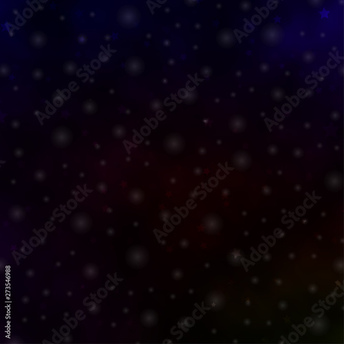 Dark Green, Red vector background with colorful stars.