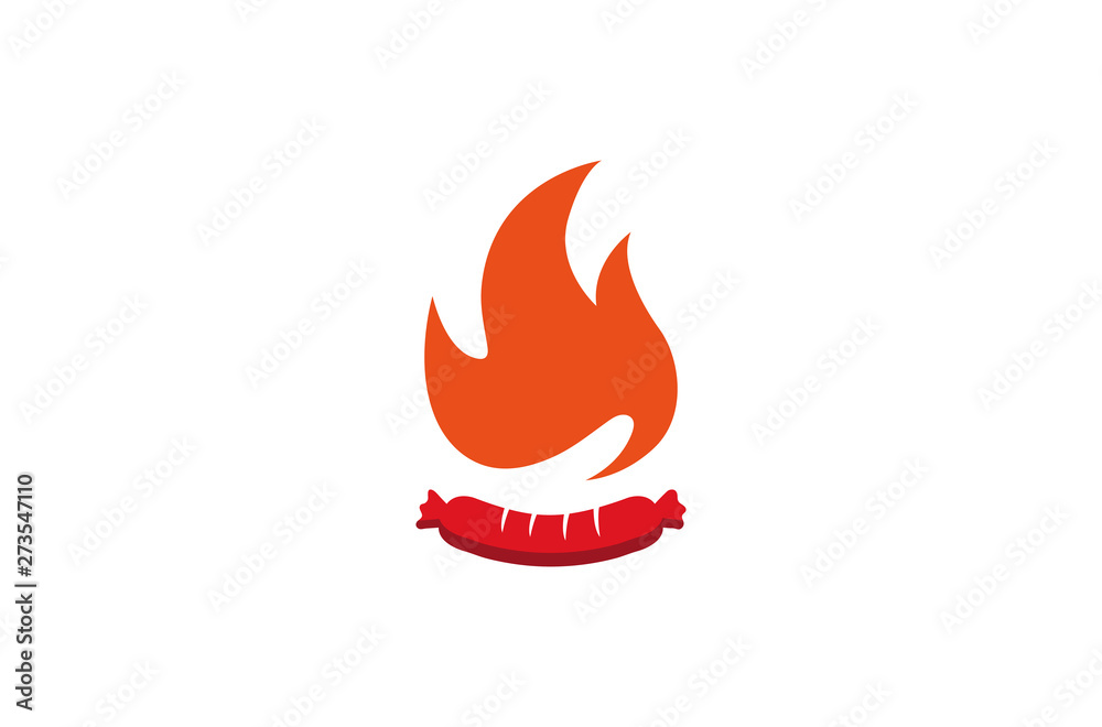 Creative Sausage Fire Logo Design Symbol Vector Illustration Creative Sausage Fire Logo Design Symbol Vector Illustration