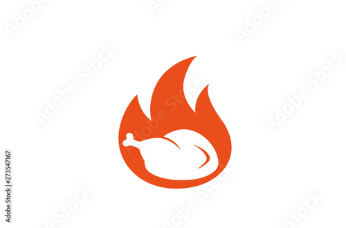 Creative Hot Chicken Fire Logo Design Symbol Vector Illustration