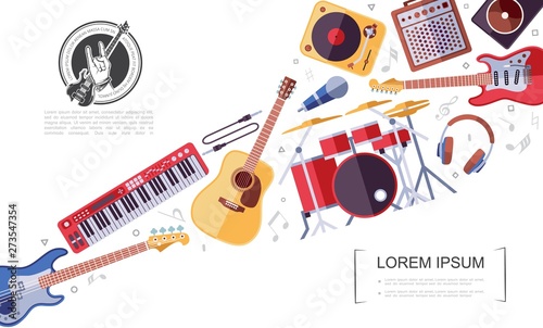 Flat Rock Musical Instruments Colorful Concept