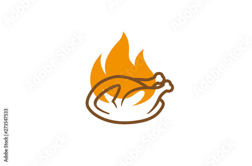 Creative Hot Chicken Fire Logo Design Symbol Vector Illustration