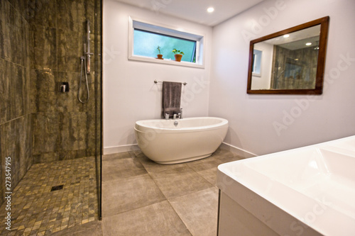 modern bathroom wide angle view