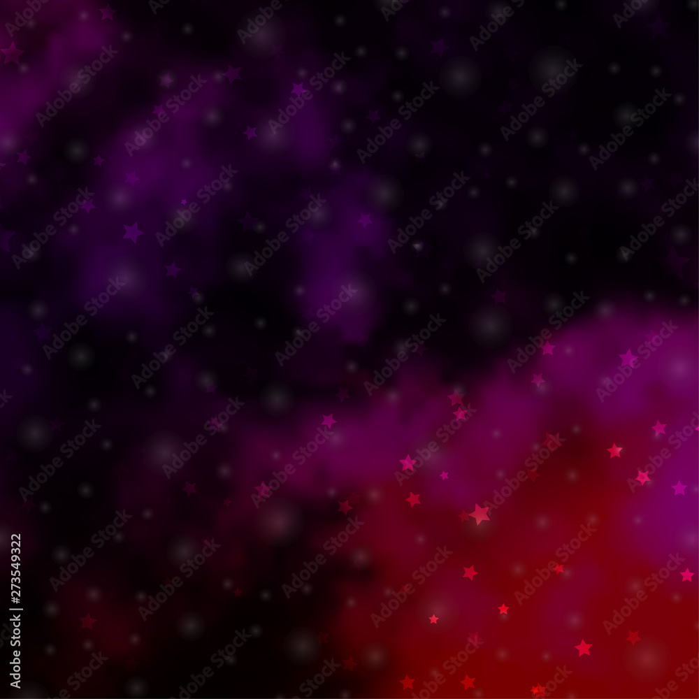 Obraz premium Dark Purple, Pink vector background with colorful stars.