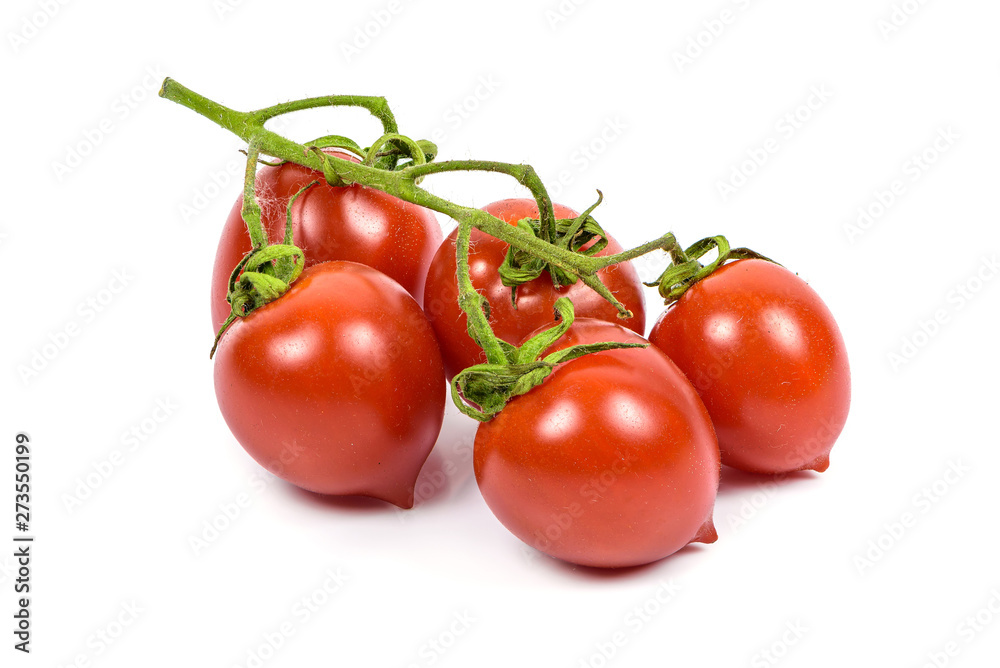 Bunch of cherry tomatoes on white background
