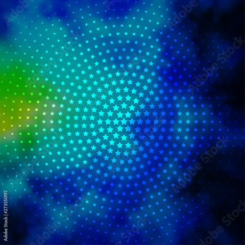 Light Blue, Green vector layout with bright stars. © Guskova
