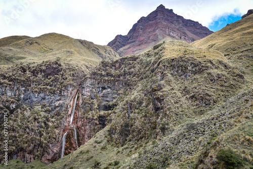 Dramatic Andes mountain scenery in the Quesqa Valley. Ancascocha, Cusco, Peru photo