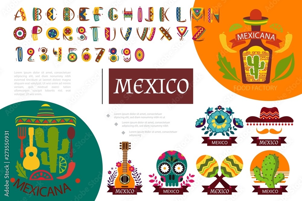 Flat Mexico Elements Composition
