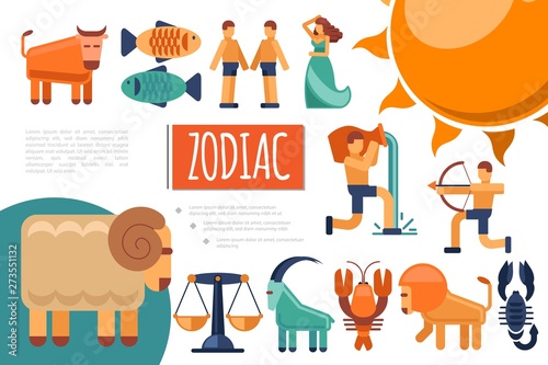 Flat Zodiac Signs Composition