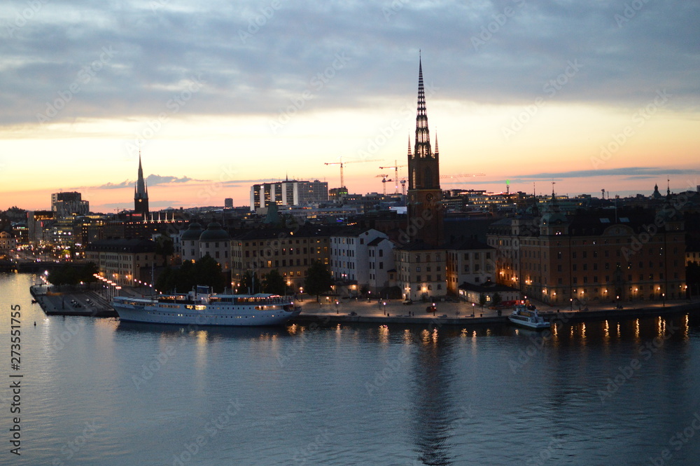 sweden, stockholm, sunset, cityhall, riddarholmen